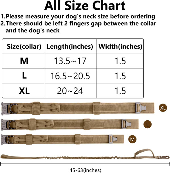 Tactical Dog Collar And Leash Set, Adjustable Military Training Nylon Dog Collar With Handle And Heavy Duty Metal Buckle For Medium And Large Dogs, With Airtags Case And 2 Patches(Xl Brown-Set)