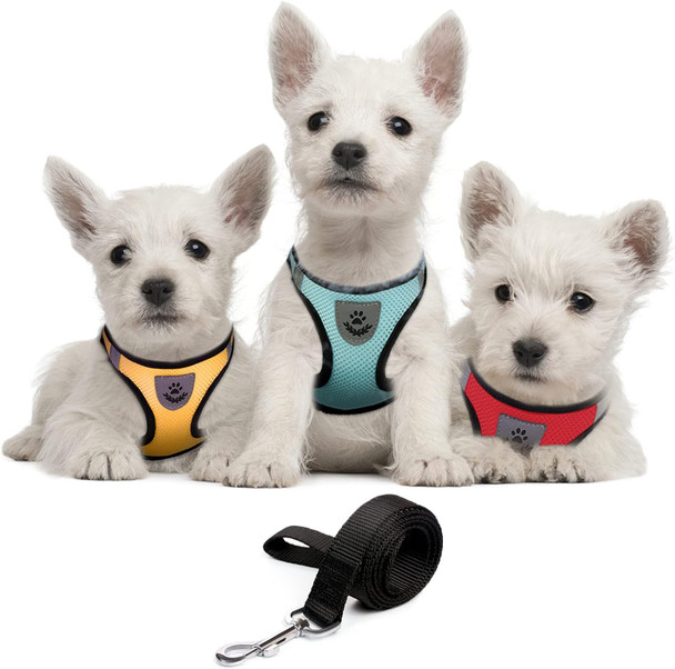 4 Pcs Set Vvabelli Dog Harness And Leash Set - Step In Dog Harness Adjustable With Soft Breathable Mesh And Quick-Release Buckle - Dog Harness For Outdoor Walking, Training For Small Medium Dogs S
