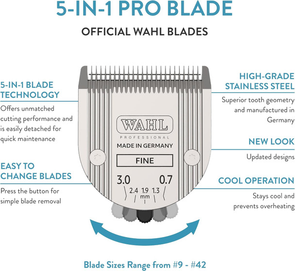 Wahl Professional Animal 5-In-1 Adjustable Blade Arco, Bravura, Chromado, Creativa, Figura, And Motion Pet, Dog, And Horse Clippers - Fine (2179-301) Wahl Professional Animal 5-In-1 Adjustable Blade Arco, Bravura, Chromado, Creativa, Figura, And Motion Pet, Dog, And Horse Clippers - Fine (2179-301)