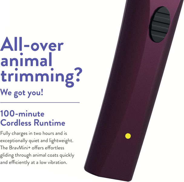 Wahl Professional Animal Bravmini+ Pet, Dog, Cat, & Horse Cordless Trimmer Kit - Purple Wahl Professional Animal Bravmini+ Pet, Dog, Cat, & Horse Cordless Trimmer Kit - Purple