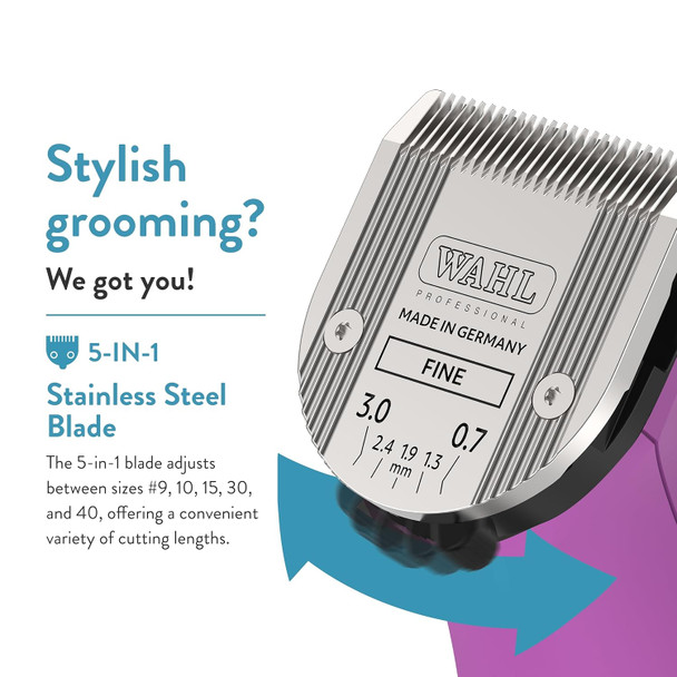 Wahl Professional Animal Creativa Cordless Dog, Cat, Pet & Horse Clipper With 5-In-1 Adjustable Blade (#41876-0430) - Pet Hair Clipper Grooming Kit - Berry Wahl Professional Animal Creativa Cordless Dog, Cat, Pet & Horse Clipper With 5-In-1 Adjustable Blade (#41876-0430) - Pet Hair Clipper Grooming Kit - Berry