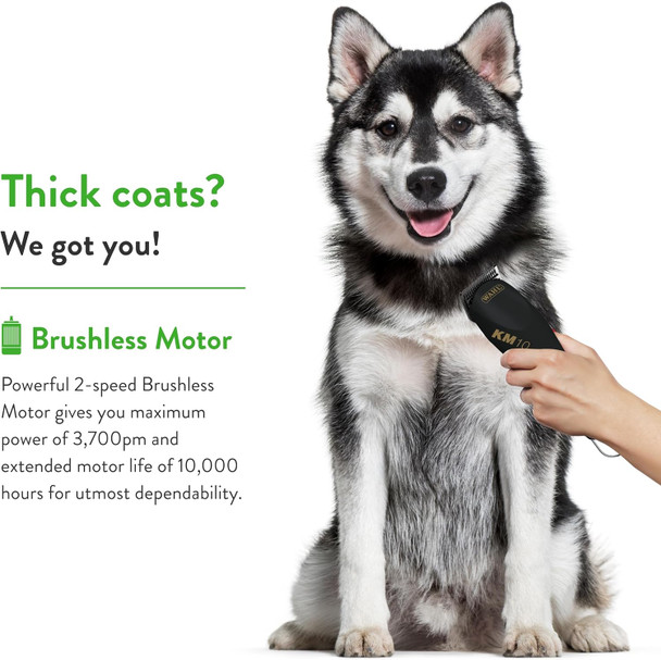 Wahl Professional Animal Km10 2-Speed Brushless Motor Pet, Dog, And Horse Clipper Kit - Black