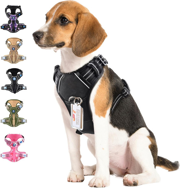 Dog Harness, No Pull Dog Harness With Id Card Reflective Adjustable, Fit Smart Dog Harness For Medium Dogs, Dog Vest Harness With Easy Control Handle