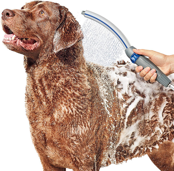 Waterpik Pet Wand Pro Dog Shower Attachment For Fast And Easy Dog Bathing And Cleaning, Indoor And Outdoor Sprayer Includes 8-Foot Flex Hose, Blue/Grey, Ppr-252E