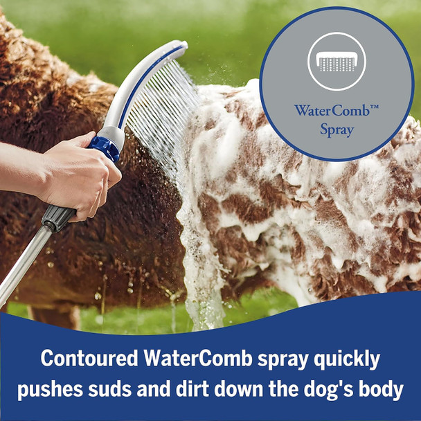 Waterpik Pet Wand Pro Dog Shower Attachment For Fast And Easy Dog Bathing And Cleaning, Indoor And Outdoor Sprayer Includes 8-Foot Flex Hose, Blue/Grey, Ppr-252E