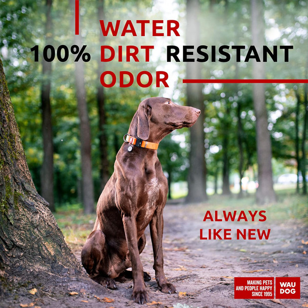 Waudog Waterproof Dog Collar - Adjustable Dog Collar For Large Dogs, Small And Medium Dogs - Heavy Duty Dog Collars With Durable Metal Clasp And Qr Dog Tag (Orange)