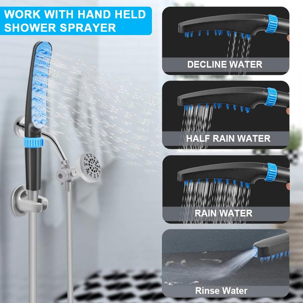 Dog Shower Attachment For Indoor/Outside,4 Setting Water Pressure Dog Wash Hose Attachment Wand Pro Pet Bath Shower Attachment 2 In 1 Dog Bathing Brushes And Scrubber With 9.8Ft Flexiable Hose