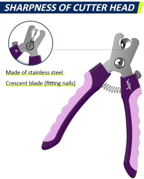 Wepet Dog Nail Clippers(U10.1), Dog Nail Trimmer Large Breed With Quick Sensor, Razor Sharp Blade Professional Pet Nail Clipper With Safety Guard And Nail File, Purple