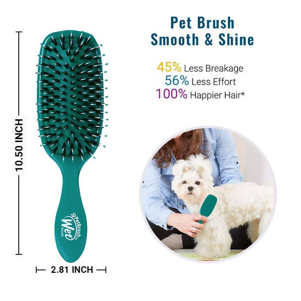 Wet Brush Pet Hair Brush, Smooth & Shine Dog And Cat Brush - De-Shedding Comb & Dematting Tool For Grooming Long Or Short-Haired Dogs - Tangle- For Less Pulling & Tugging - Teal