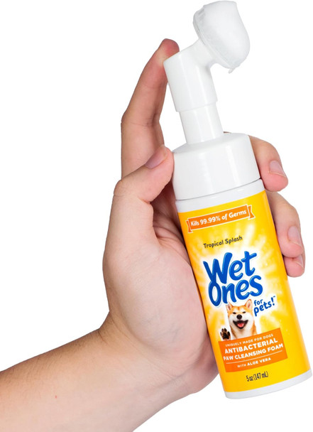 Wet Ones For Pets Antibacterial Dog Paw Cleansing Foam With Built-In Paw Scrubber Brush, Tropical Splash Scent Dog Paw Cleaner With Antibacterial Foam And Brush, 5 Oz - 6 Pack Wet Ones For Pets Antibacterial Dog Paw Cleansing Foam With Built-In Paw Scrubber Brush, Tropical Splash Scent Dog Paw Cleaner With Antibacterial Foam And Brush, 5 Oz - 6 Pack