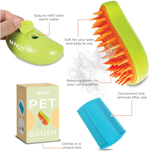 Cat Steam Brush 4 In 1 Pet Hair Removal Cat Tick And Flea Comb, Dog Grooming Brush For Healthier Cat Fur And Skin