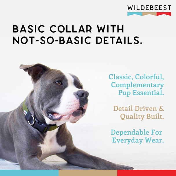 Dog Collar, Lightweight, Heavy Duty Dog Collars, Fabric Pet Collar, Adjustable Puppy Collar, Small Dog Collar, Medium Dog Collar, Dog Collar For Large Dogs (Olive, Medium - 10-16 Inch) - Wildebeest