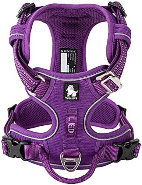 Winhyepet True Love No Pull Dog Harness Extra Reflective Pet Harness For Small Medium Large Dogs Adjustbale For Running Walking Padded Soft Mesh Vest Easy Control Tlh56512(Purple,L)