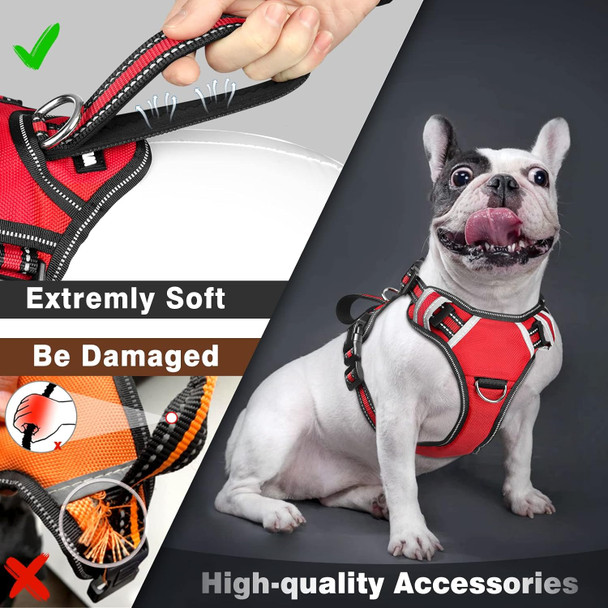 Winsee Service Dog Vest No Pull Pet Harness With 7 Dog Patches, Reflective With Durable Soft Padded Handle For Training Small, Medium, Large, And Extra-Large Dogs (Large, Red)