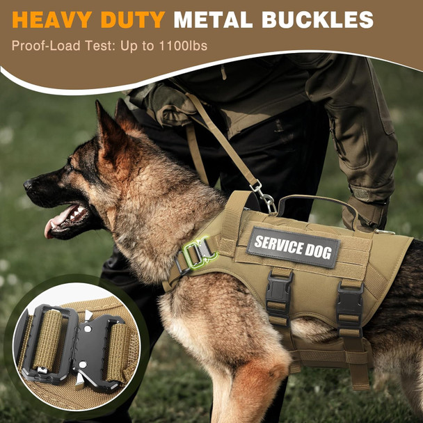Winsee Service Dog In Training Vest With 10 Pet Patches, Tactical Working Molle Vest For Large Dog, Military Animal Harness With 2 Handles For Hunting Walking