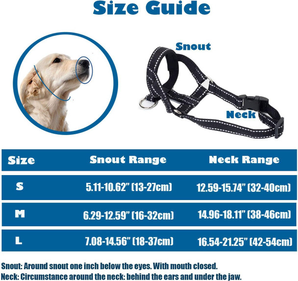 Dog Head Collar With Reflective Fabric, Adjustable Dog Head Harness To Prevent Pulling For Small Medium And Large Dogs(L, Red)
