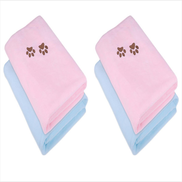 Pet Dog Cat Microfiber Drying Towel Ultra Absorbent Great For Bathing And Grooming (4-Pack)