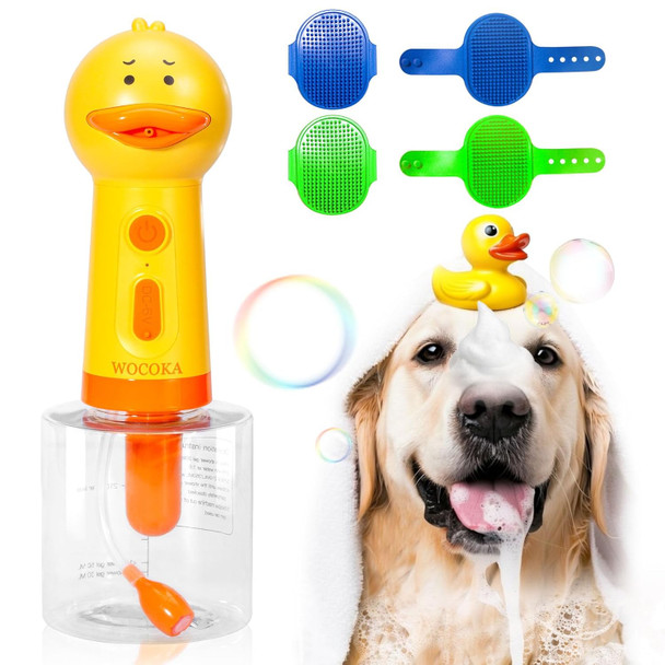Electric Dog Cleaning Foam Machine, Dog Scrubber For Bath Supplies Brush Silicone Rubber Comb Button Lather Up Dense Foam Quickly For Long Short Haired Dogs Cats Grooming