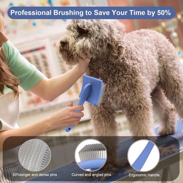 Slicker Brush For Dogs,Large Dog Brush For Grooming, Doodles Brush For Poodles, Goldendoodles And Labradoodles,Easy To Remove Tangles, Mats And Fluff- Blue