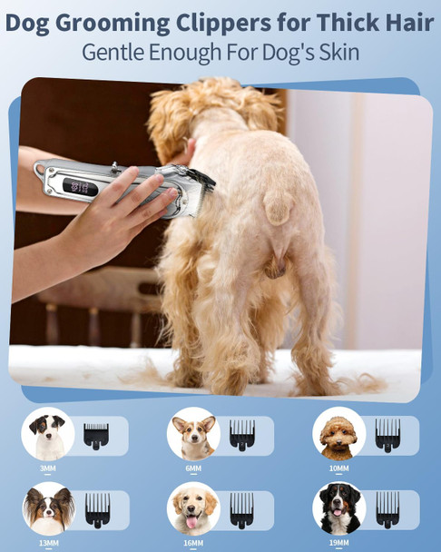 Dog Clippers For Hair Grooming: Dog Grooming Clippers Kit For Thick Heavy Coats - Cordless Pet Hair Shaver - Professional Low Noise Electric Trimmer