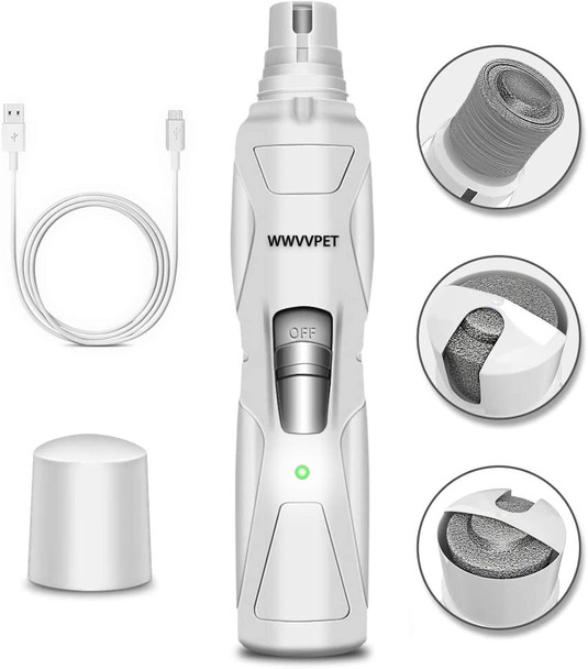Pet Nail Grinder With Led Light & 2 Grinding Heads, 2-Speed Low Noise & More Powerful Dog Nail Grinder, Pet Nail Trimmer File, Painless Paw Claw Care, Quiet Toenail Grooming Tool For L/M/S Dogs/Cats