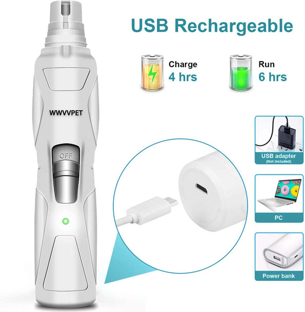 Pet Nail Grinder With Led Light & 2 Grinding Heads, 2-Speed Low Noise & More Powerful Dog Nail Grinder, Pet Nail Trimmer File, Painless Paw Claw Care, Quiet Toenail Grooming Tool For L/M/S Dogs/Cats