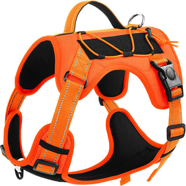 Orange Reflective Lightweight Tactical Pet Harness Vest With Handle Harness Tactical Dog Harness Vest For Walking, Hiking,Training,Outdoor,Camping (Orange, X- Large)