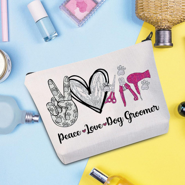 Wzmpa Dog Groomer Cosmetic Makeup Bag Dog Hairdresser Peace Love Dog Groomer Zipper Pouch For Dog Lovers (Peace Love Dog Groomer) Wzmpa Dog Groomer Cosmetic Makeup Bag Dog Hairdresser Peace Love Dog Groomer Zipper Pouch For Dog Lovers (Peace Love Dog Groomer)