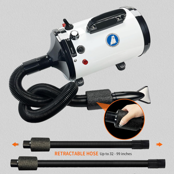 High Velocity Dog Pet Grooming Dryer W/Heater. (White Black)