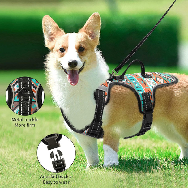 Xigua Aztec Geometric Dog Harness, No Pull Pet Vest Harness Reflective Breathable Small & Medium Dog Harness With Nylon Handle