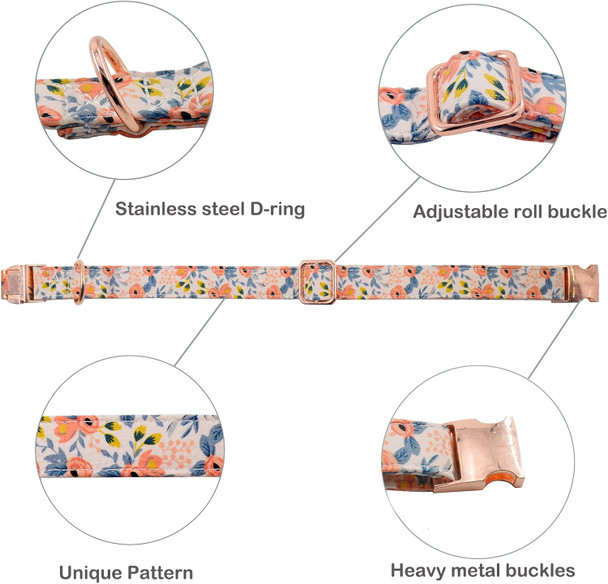 Metal Buckle Dog Collar, Durable Adjustable Dog Collar Soft For Small Medium Large Dogs (S(10-14In), Flower3)