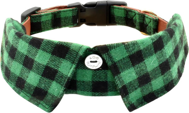 Cotton Dog Collar With Bowtie, Comfortable Adjustable Cute Lapel Design Dog Bow Tie Collar For Small Medium Large Boys And Girls Pets (M(12-17In), Green)