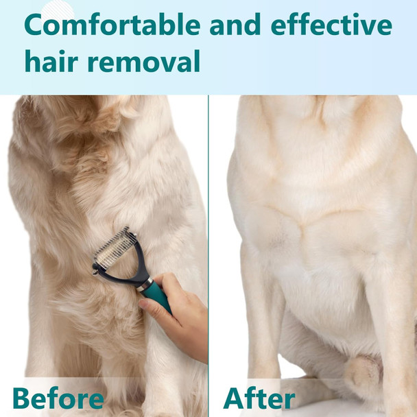 Deshedding Dog Brush, Cat Matted Fur Remover, Undercoat Rake For Dog & Cat 2 Pack, Double Sided Undercoat Rake, Undercoat Brush - For Matted, Pet Dematting Tool For Long Matted Haired Pets, Green