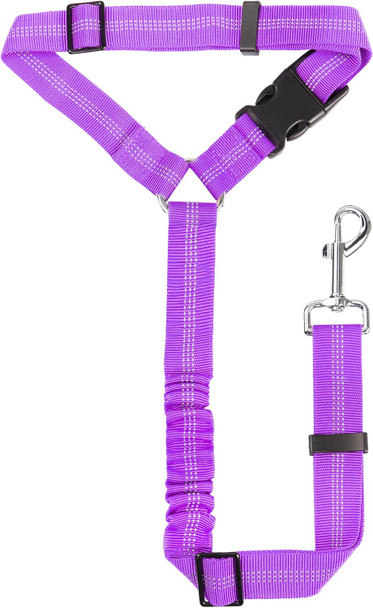 Yaodhaod Dog Seat Belts, Retractable Dog Seatbelts Harness For Car,Adjustable Restraint Safety Leads Vehicle Seatbelt Harness,Nylon Pet Safety Seat Belts Heavy Duty Car Harness For Dogs (Purple)