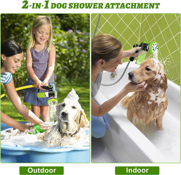 2-In-1 Dog Shower Attachment For Indoor Shower Hose & Outdoor Garden Hose, 8 Sprayer Modes Pup Jet Dog Wash Hose Attachment With Soap Dispenser, Ideal For Car Wash And Pet Shower(Hose Not Include)