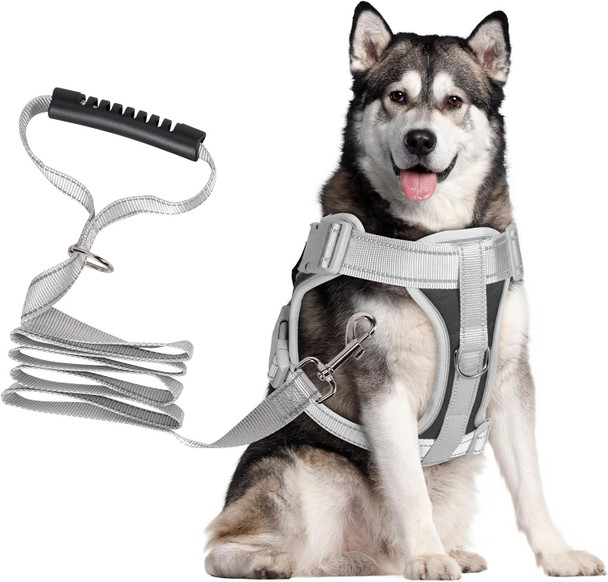 Heavy Duty No-Pull Dog Harness And Leash Set - Reflective Adjustable Training Vest With Handle, Oxford Fabric, Easy Control (Black, Size M)