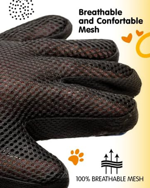 Pair Of Low-Cost Pet Grooming Gloves - Superior Care For Your Furry Friends. Ideal For Grooming, Deshedding, Bathing & Massaging Your Dogs & Cats With Long/Short/Curly Fur - Blue