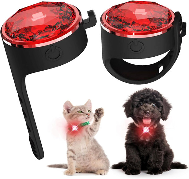2-Pack Dog Collar Lights For Nighttime Clip On, 3 Modes Dog Leash Light, 100% Waterproof Dog Light Clip. Durable Silicone Band Dog Lights For Night Walking(Red).