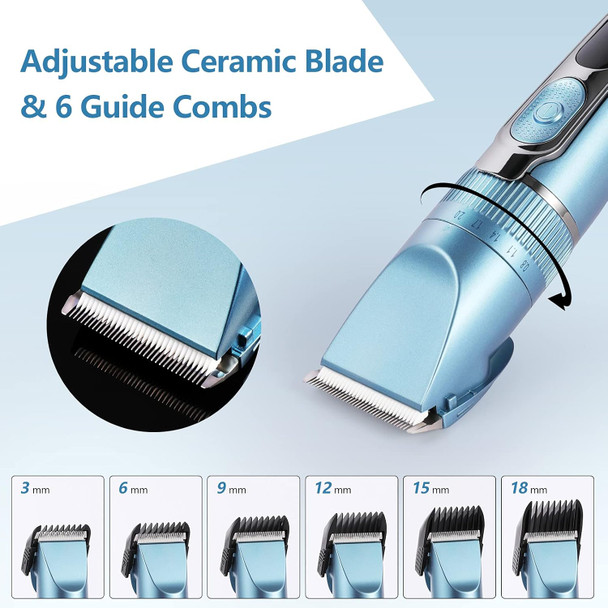 Dog Clippers, Rechargeable, Cordless, Low Noise, Professional 2 In 1 Cat & Dog Grooming Kit For Small & Large Breeds With Thick & Heavy Coats(Blue).