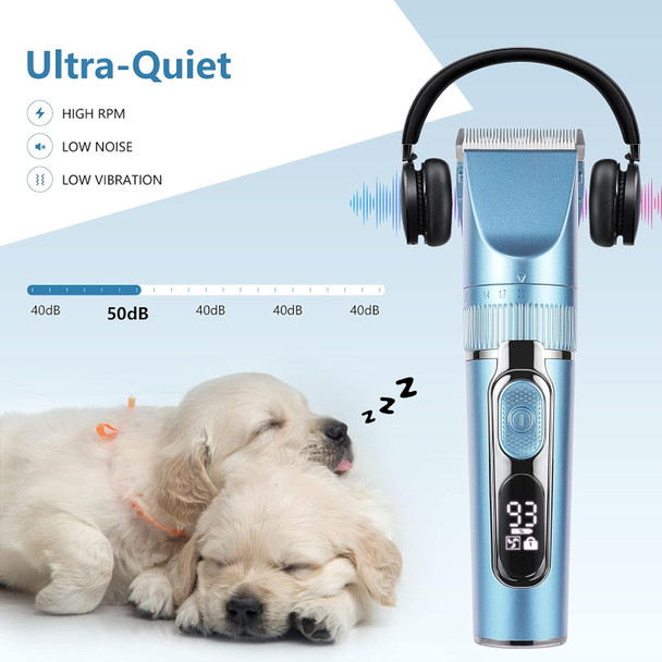 Dog Clippers, Rechargeable, Cordless, Low Noise, Professional 2 In 1 Cat & Dog Grooming Kit For Small & Large Breeds With Thick & Heavy Coats(Blue).