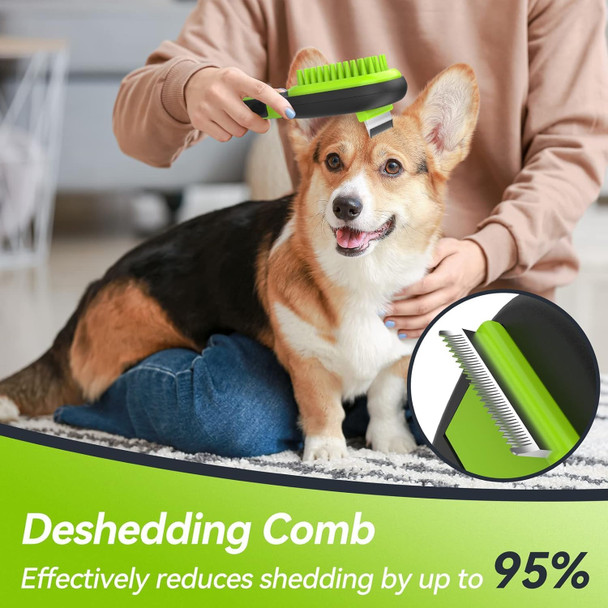 Pet Grooming Brush, Double Sided Detachable Shedding Dog Cat Brush, 5 In 1 Dog Grooming Brush For Shedding Long & Short Haired Dogs, Hair Removing, Bath&Massage, Reduce 95% Shedding Hair