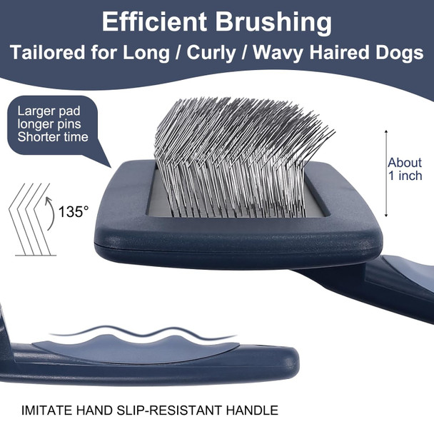 Large Firm Slicker Brush For Dogs Goldendoodles Poodles, Extra Long Pin Slicker Brush For Dog Pet Grooming Pins And Deshedding,Removes Long And Loose Hair,Undercoat,25Mm(1)