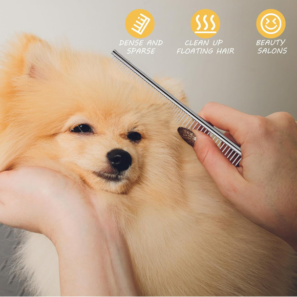 6 Pcs Dog Combs With Stainless Steel Teeth, Cat Comb For Removing Tangles And Knots, Professional Dog Grooming Tool For Long And Short Haired Dog, Cat And Other Pets