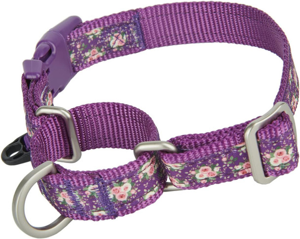 Martingale Dog Collars With Quick Snap Buckle In Floral Print Flower Nylon No Pull Collars For Female Male Small To Medium Dogs, Purple