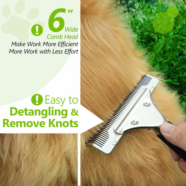 Dog Brush For Shedding - Extra Wide Deshedding Dog Brush - Dog Shedding Brush Cat Deshedding Brush For Dog Hair- Dematting Comb For Cats Undercoat Brush For Cats Dog For Big Furry Friends W/Long Hair