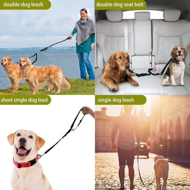 Double Dog Leash, Dual Leash For Dogs 360° No Tangle Two Dogs Leash Adjustable Tangle Double Leash For Small Medium Large Dogs Walking Training(Black)
