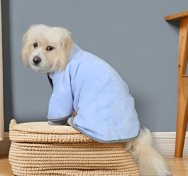 Pets Bathrobe Towel, Super Absorbent Dogs & Cats Fast Drying Bathrobe Towel, Zieezcyy Quick Drying Soft Microfiber Pet Grooming Towel For Drying Dogs Cats, Bath Drying Coat,Blue Small