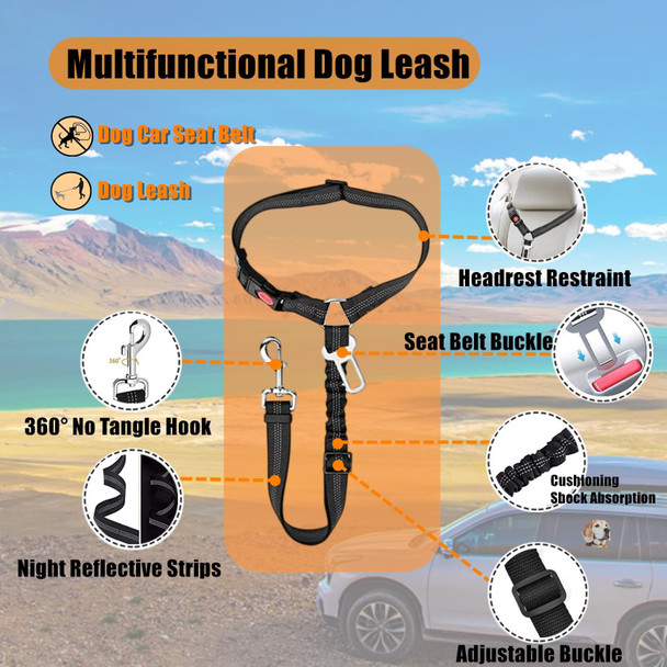 Dog Vest Harness With 2-In-1 Headrest Restraint Dog Car Seat Belt, 420D-Oxford-Cloth Waterproof Dog Harness Set For Vehicle Travel Daily Use Walking Dogs (L)
