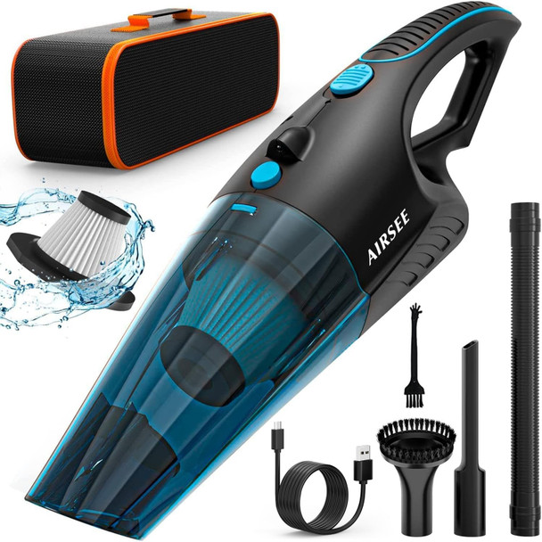 Airsee Handheld Vacuum, 13 Kpa & 2500Mah Cordless Car Vacuum, Rechargeable Hand Held Vacuum With 600Ml Dust Cup, Usbc Cable And 2Speed Strong Suction, Mini Vacuum Cleaner For Home Car Office