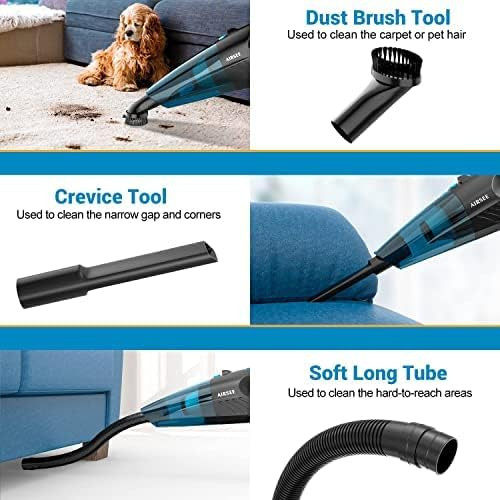 Airsee Handheld Vacuum, 13 Kpa & 2500Mah Cordless Car Vacuum, Rechargeable Hand Held Vacuum With 600Ml Dust Cup, Usbc Cable And 2Speed Strong Suction, Mini Vacuum Cleaner For Home Car Office